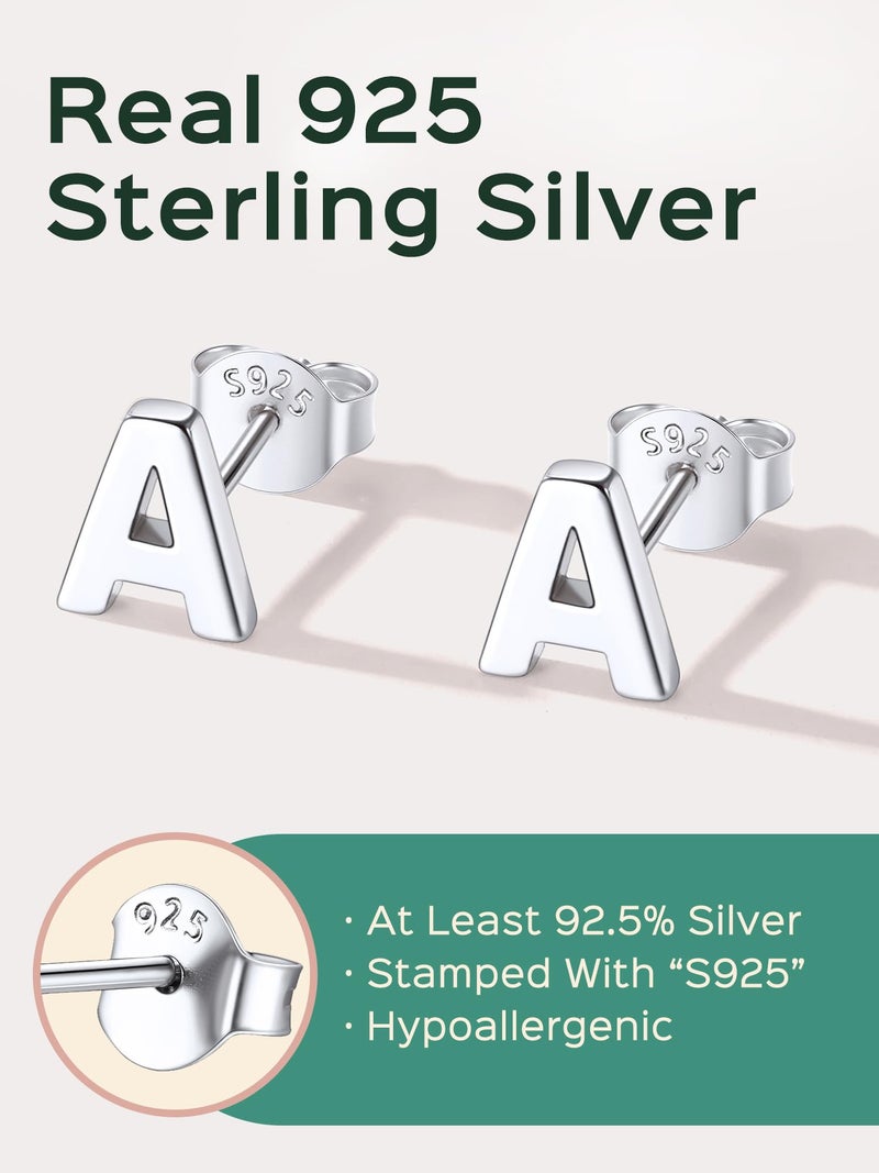 ChicSilver Sterling silver initial earrings Hypoallergenic Earrings Simple Small Initial Earrings Letter Studs for Women Sensitive Ears Personalized Gifts (Alphabet A) - Image 4